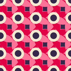 Seamless Pattern of Circles and Geometric Shapes