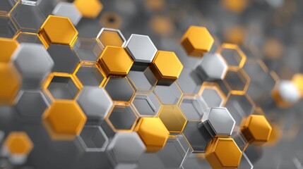 Abstract hexagonal pattern background golden silver
