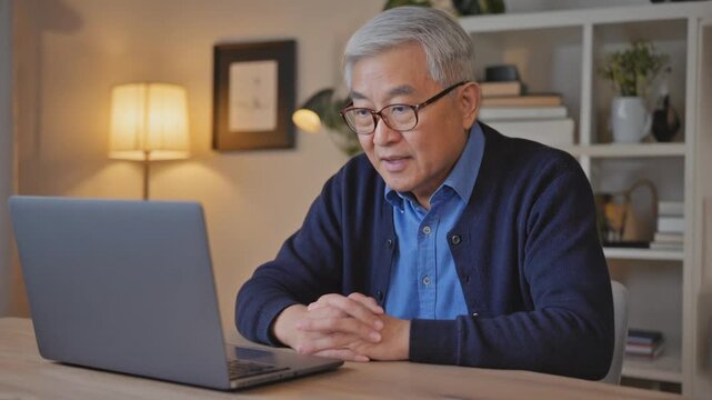Older patient is at home talking to doctor on video call - telemedicine and telehealth concept with remote call to hospital 