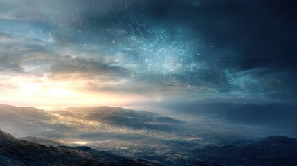 Fototapeta premium Stars in the night sky in the mountains, wallpaper