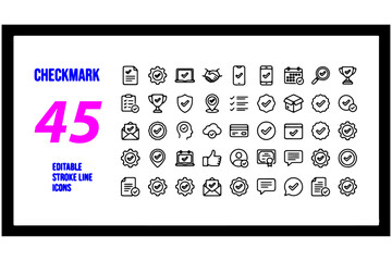 set of Checkmark icons,
Checkmark Icon Set &ndash; Approved, Verified, Complete & Checklist Line Vector