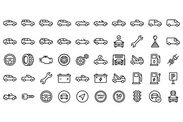 set of Civil Car icons,
Civil Car Line Editable Icon Set &ndash; Sedan, SUV, Hatchback, Vehicle & Transportation Icons Vector Illustration