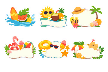 Summer Beach Party Frames with Cute Elements