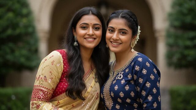 Two friends are hanging out on campus - coed students on university campus