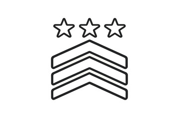 Three Stars and Chevrons on Yellow Background