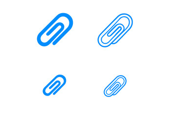 Four glowing blue paperclip icons on a dark background