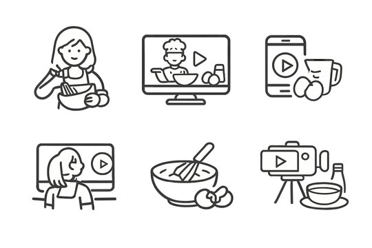Cooking video icons
