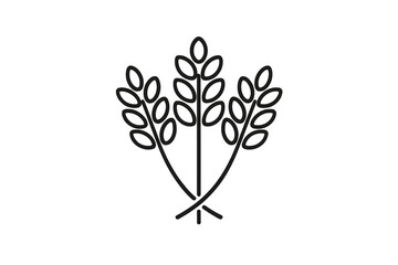 Three wheat stalks icon on grey background