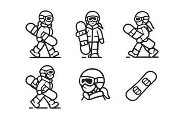 Naklejka premium Snowboarder Icons Set