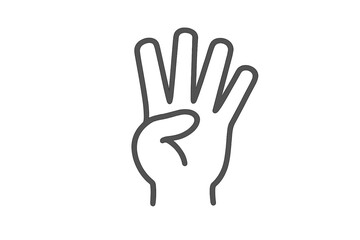 Obraz premium Outline of a hand showing four fingers up