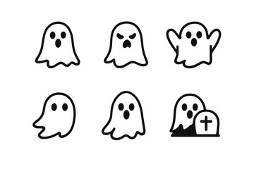 Obraz premium Six Halloween ghost icons in a grid