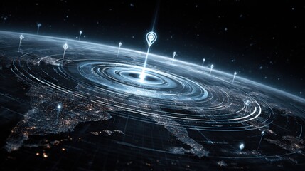 Digital network connecting planet Earth at night