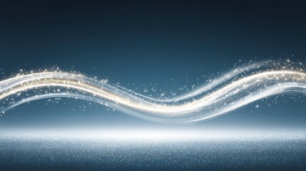 futuristic backdrop of interconnected neon lights and glowing particles against a deep blue sky