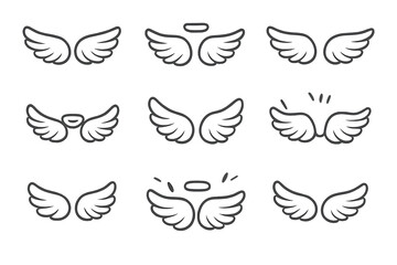 Set of White Angel Wings Icons