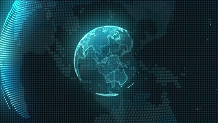 Futuristic globe displaying data points in a digital abstract representation of earth - Powered by Adobe