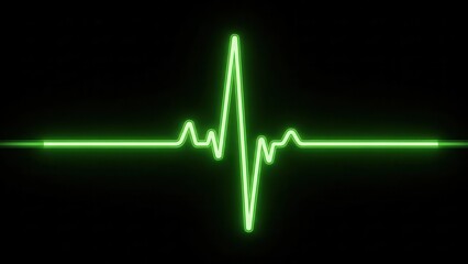 Glowing green heartbeat or EKG line on a black background