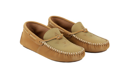 Naklejka premium Hand-stitched leather moccasins isolated on transparent background