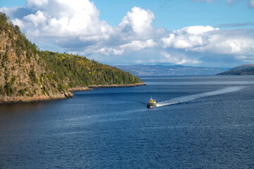 Boat on the Saguenay River in Quebec, Canada