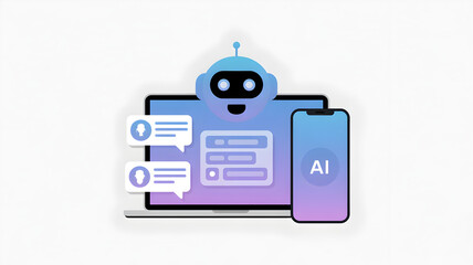 AI Chatbot Interface on Laptop and Smartphone Screens.