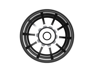 Obraz premium Luxury Black and Silver Alloy Rim Close-Up | Isolated 3D Model of Sport Multi-Spoke Vehicle Wheel | High-Res Aftermarket Automotive Part for Professional Car Repair, Styling, and Tuning Services.