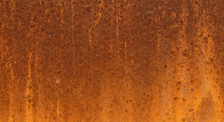 Deeply corroded steel plate showing heavy weathering effects. Rich, vibrant orange and brown rust textures detail years of outdoor exposure ,erosion ,detailed ,deterioration