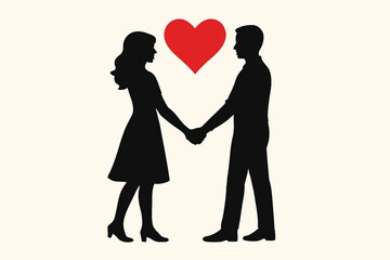 Couple holding hands silhouette
