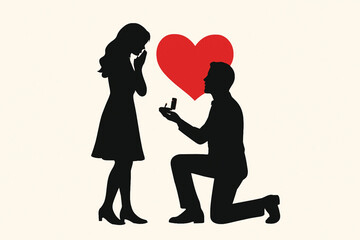 Man proposing to woman silhouette, Valentine moment