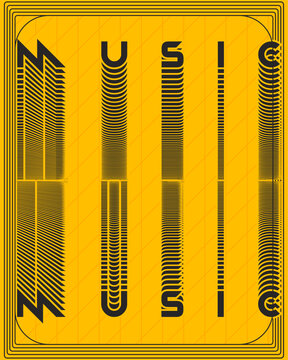 Modern Music Typography Poster Yellow Abstract Digital Style
