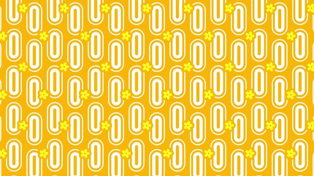 Retro yellow oval pattern with small white flowers