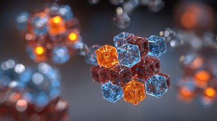 Abstract glowing cubes science technology concept