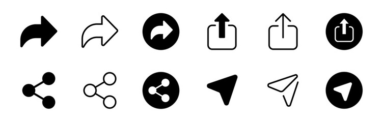 Share button simple icons in line and flat style. vector