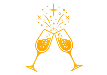 Champagne Glasses Toasting Celebration.