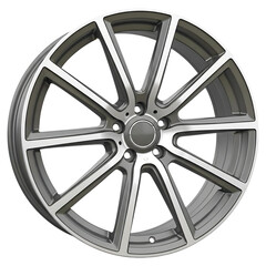 Silver Alloy Car Wheel Closeup.