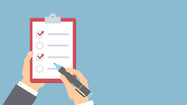 Hand checking off a list on a clipboard checklist to-do