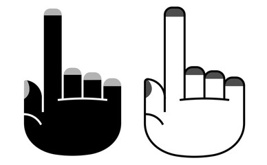 Minimalist Pointing Hand Icons with Gray Fingertips