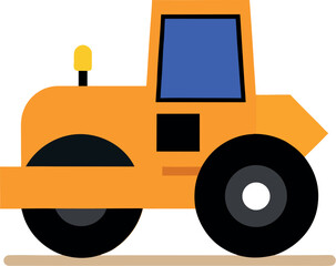 Road Roller Orange Cartoon Icon Vehicle