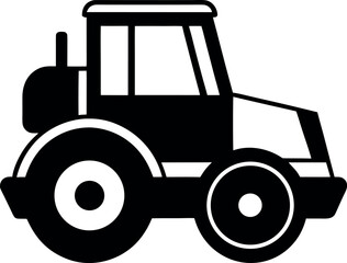 Fototapeta premium Road Roller Tractor Silhouette Icon Design