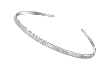 Silver metallic hair band with sparkling glitter texture. Fashion accessory design on transparent background