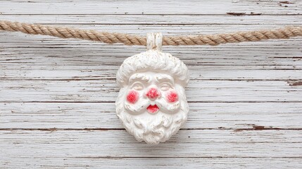 festive santa claus decoration against rustic backdrop
