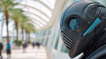 futuristic guardian explore the sleek design of a hightech robot with its luminous gaze and intricate mechanical features embodying innovation and security