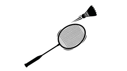 A professional illustration of a badminton racket and shuttlecock isolated on white background equipment for sports competition and leisure activity on the court