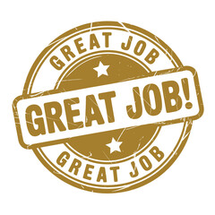 Obraz premium A golden circular badge displaying the text great job with stars