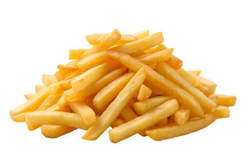 Heap of tasty potato fries isolated on transparent background