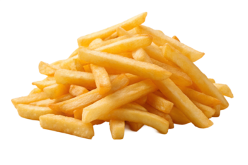 Heap of tasty potato fries isolated on transparent background