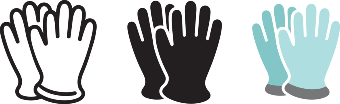 Pair of safety work gloves icon set isolated on white transparent background vector illustration