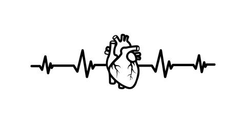 Simple human heart vector icon illustration.
