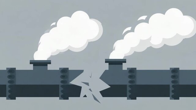 industrial pipes broken cracking leak steam problem video animation