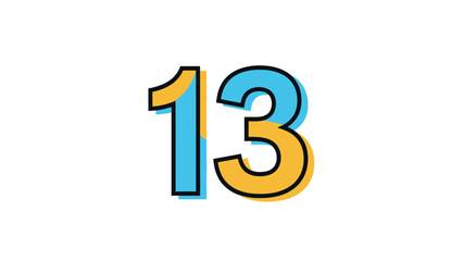 Number 13 Graphic Icon - Bold Blue and Orange Design