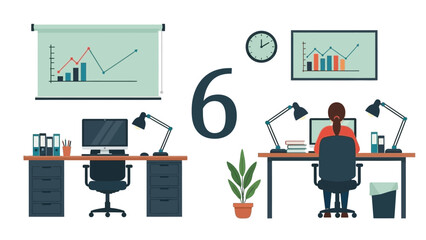 Fototapeta premium Office workspace with charts and people working