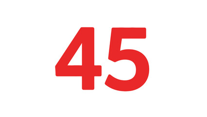 Obraz premium Red Number 45 on White Background